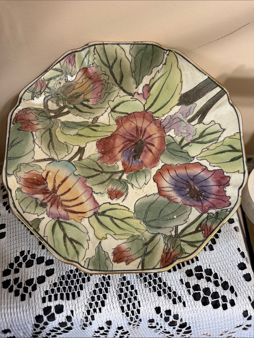 Andrea by Sadek Decorative Floral Ceramic Serving Plate - Multicolor